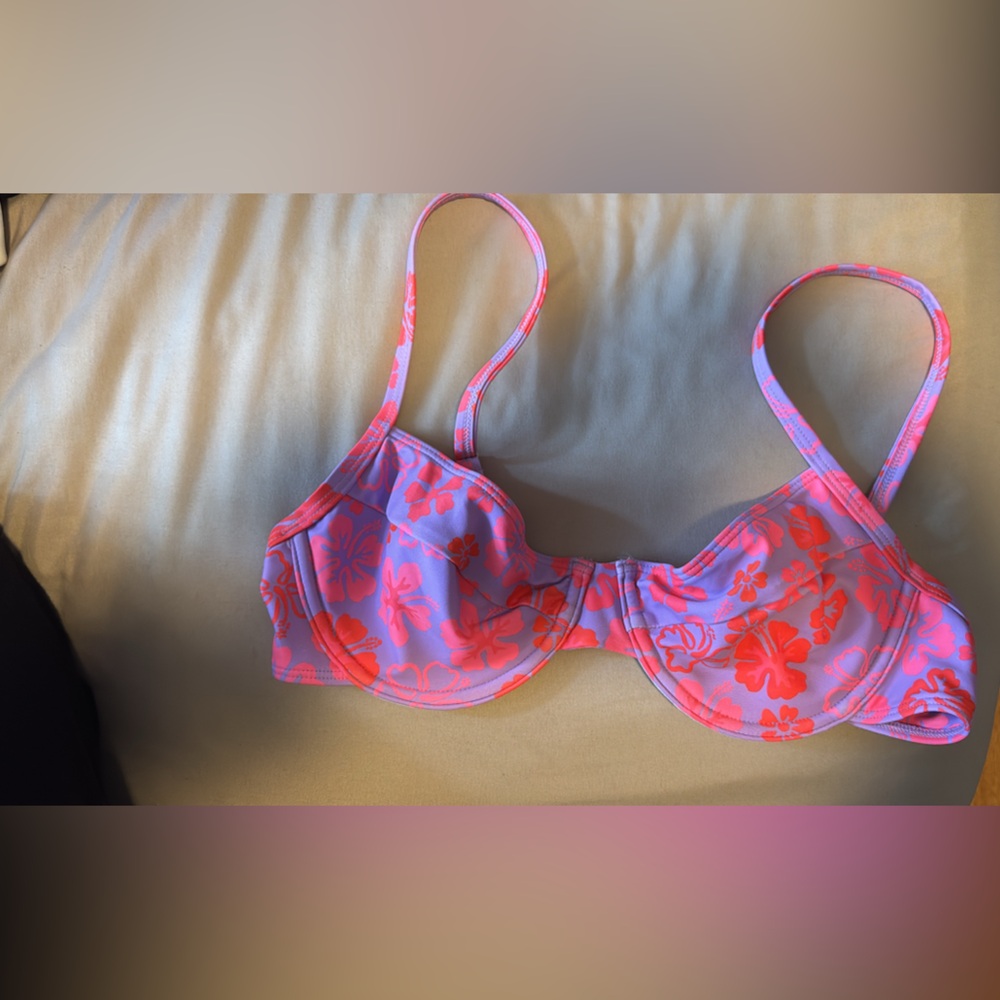 Kulani Kinis Purple Bikini Liner with Pink-Red Floral Print
